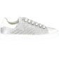Elegant Silver Lace-up Sneakers with Logo Detail