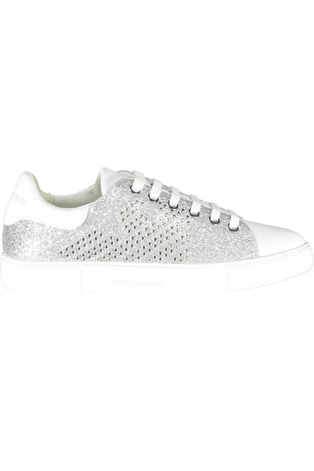 Elegant Silver Lace-up Sneakers with Logo Detail