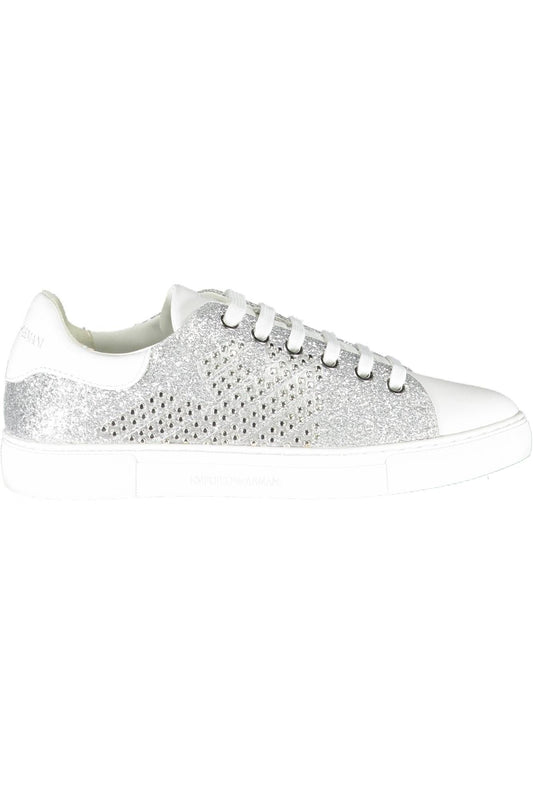 Elegant Silver Lace-up Sneakers with Logo Detail