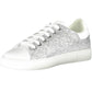 Elegant Silver Lace-up Sneakers with Logo Detail
