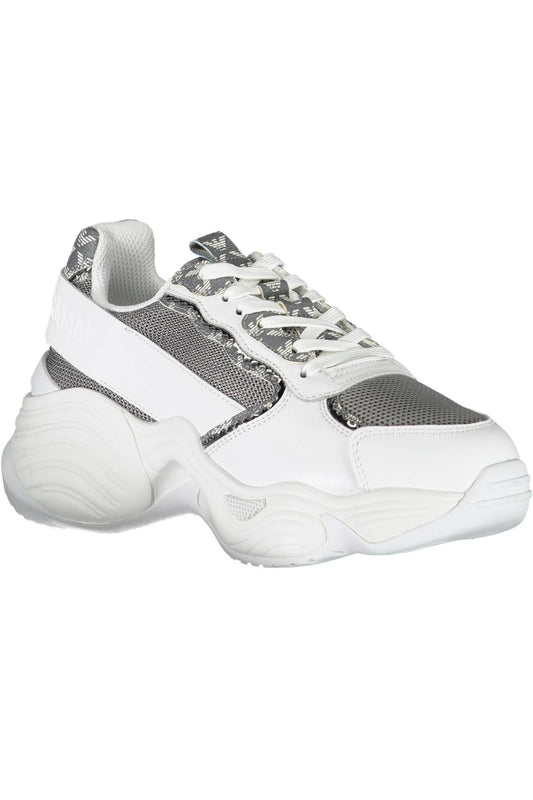Chic White Contrasting Lace-Up Sneakers