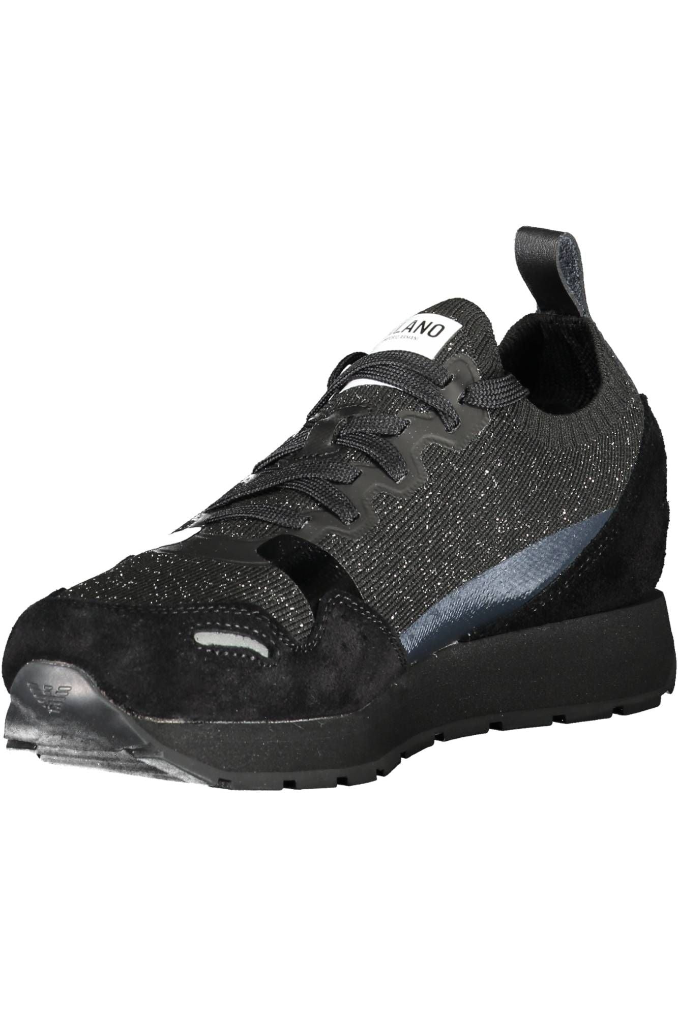 Elegant Black Lace-Up Sneakers with Contrasting Details