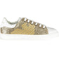 Chic Gold-Toned Lace-Up Sports Sneakers