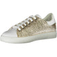 Chic Gold-Toned Lace-Up Sports Sneakers