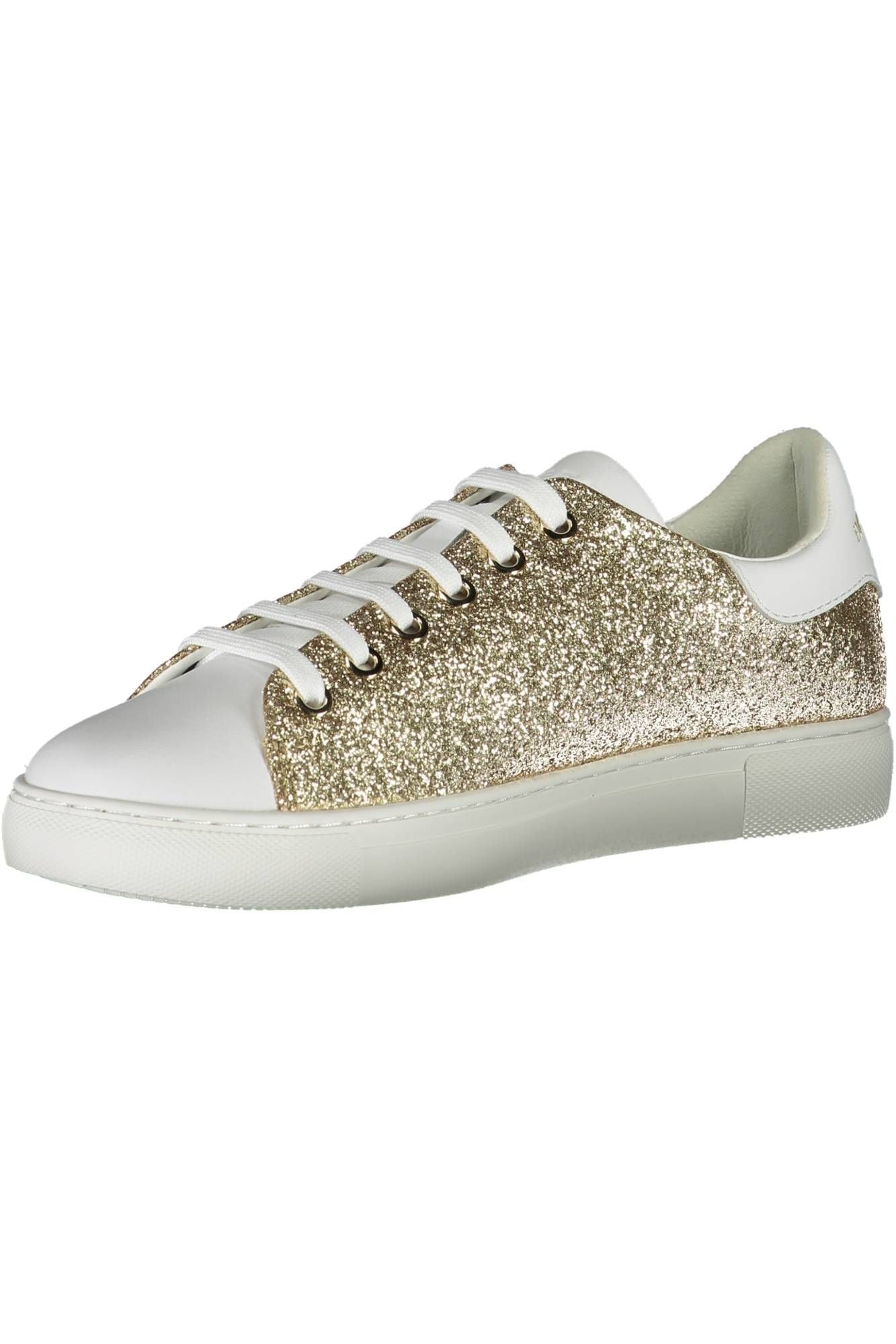 Chic Gold-Toned Lace-Up Sports Sneakers