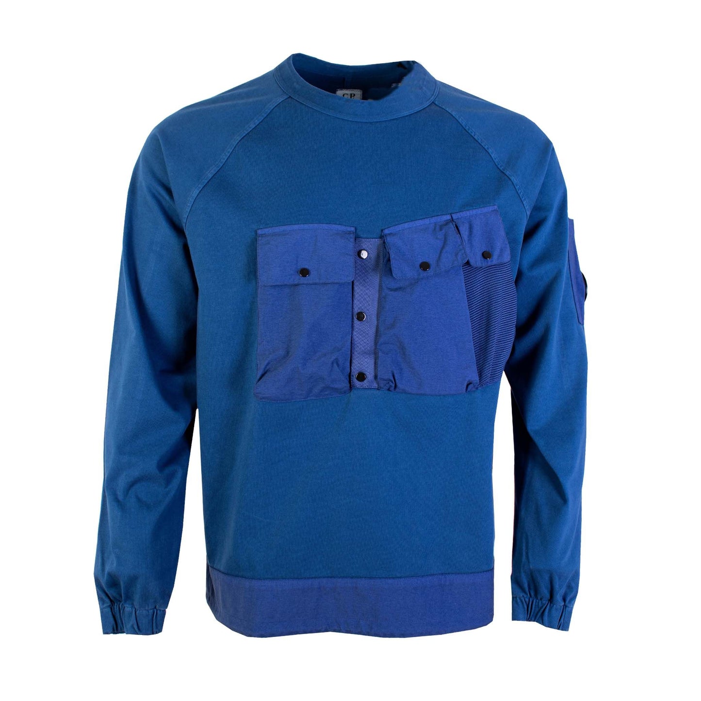 Blue Round Neck Logo Sweatshirt for Men