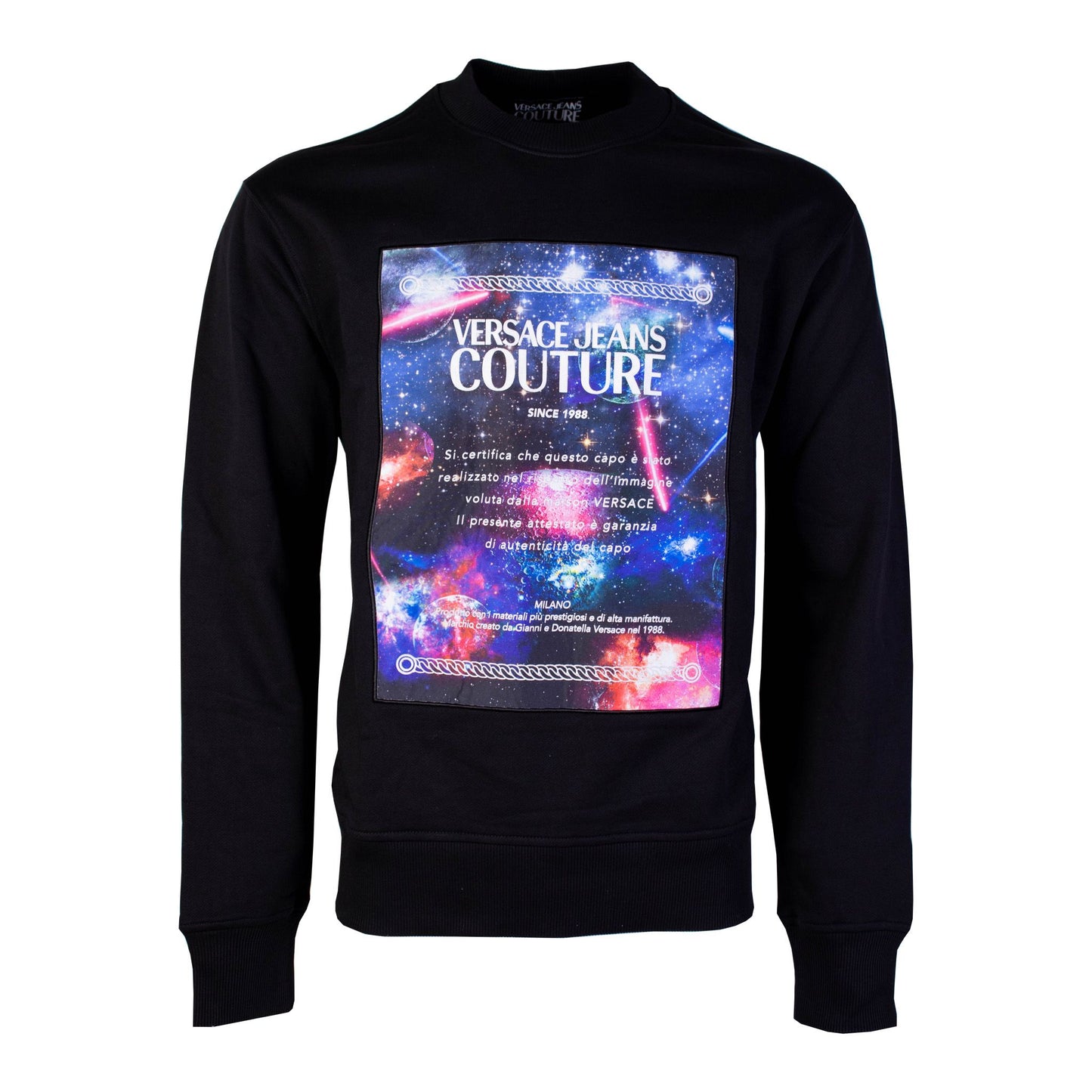 Galaxy Patched Black Cotton Sweatshirt