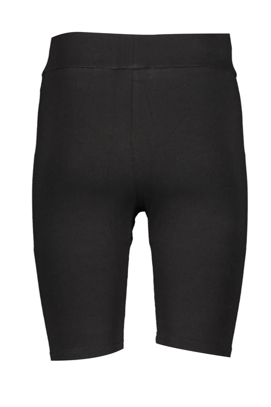 Chic Black Cotton Short Leggings with Logo Embroidery