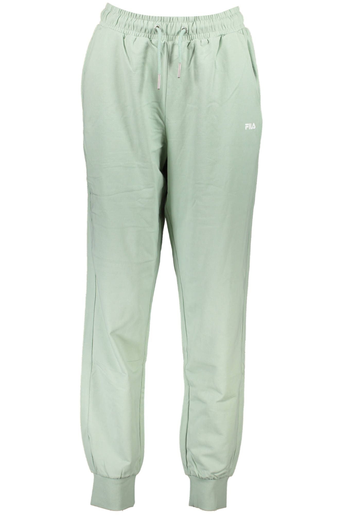 Chic Green Cotton Sports Trousers with Ankle Cuffs