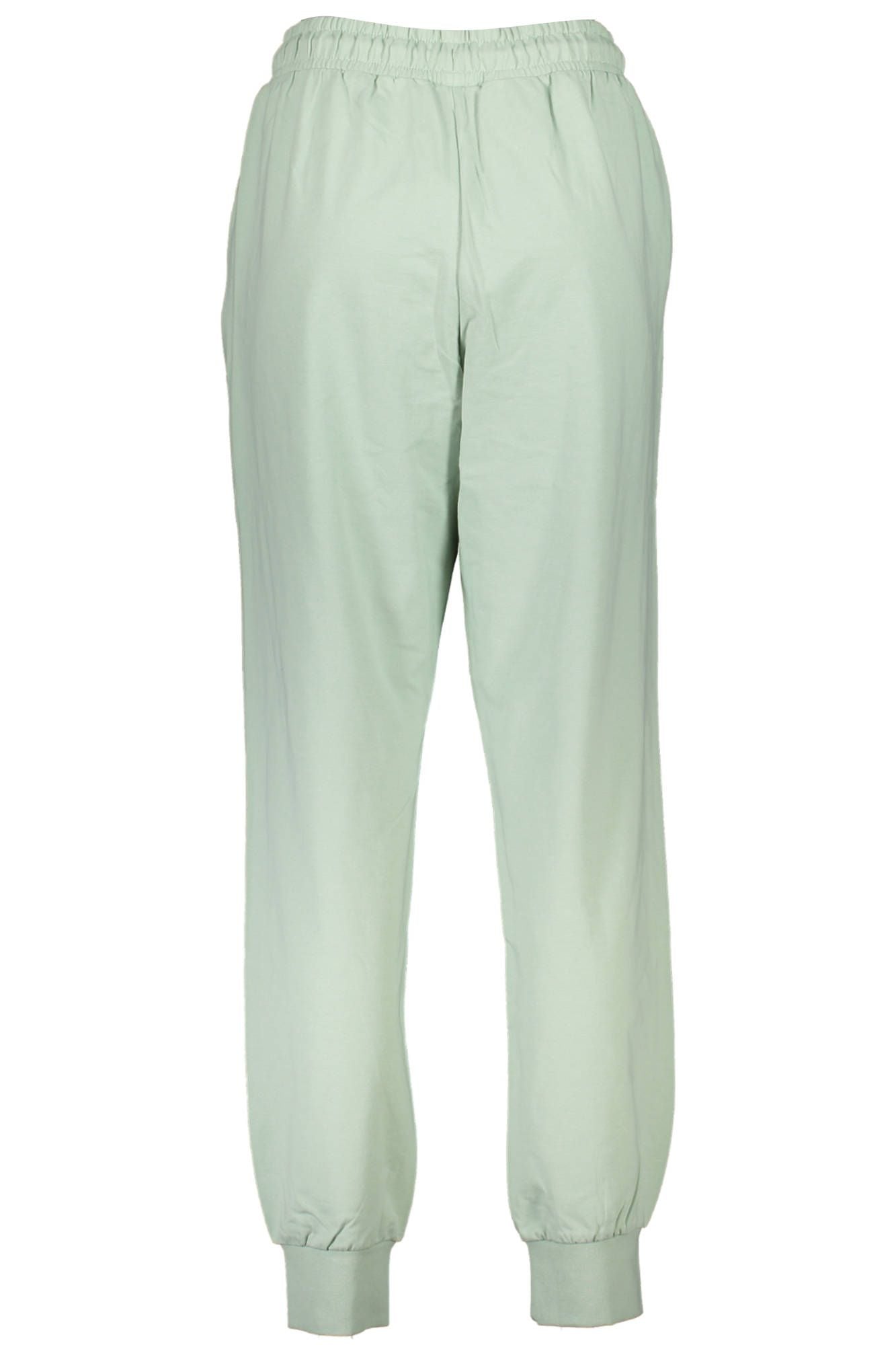 Chic Green Cotton Sports Trousers with Ankle Cuffs