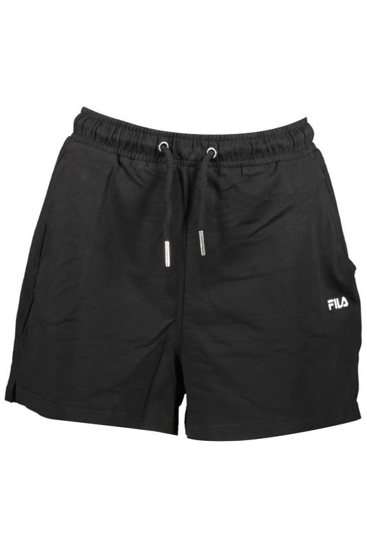 Elegant Black Cotton Shorts with Embroidered Logo