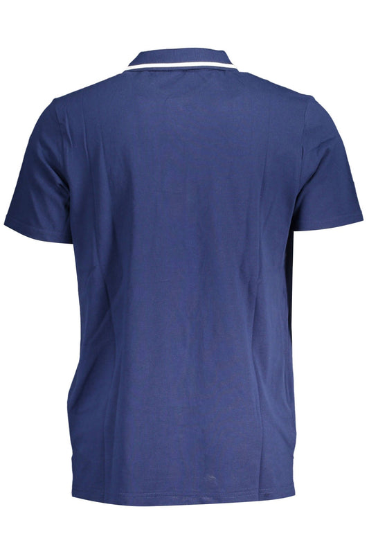 Elegant Blue Contrast Detail Polo Shirt
