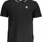 Sleek Black Cotton Polo with Contrast Details