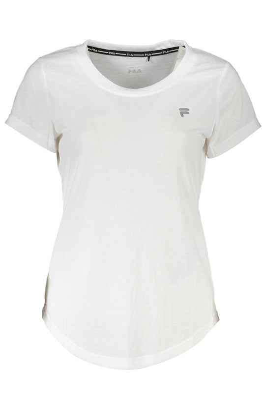 Chic White Printed Tee with Logo Detail