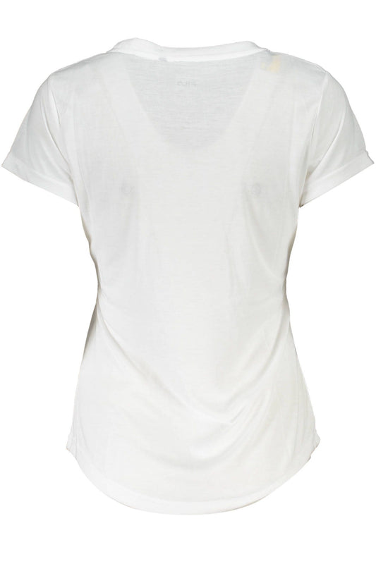 Chic White Printed Tee with Logo Detail