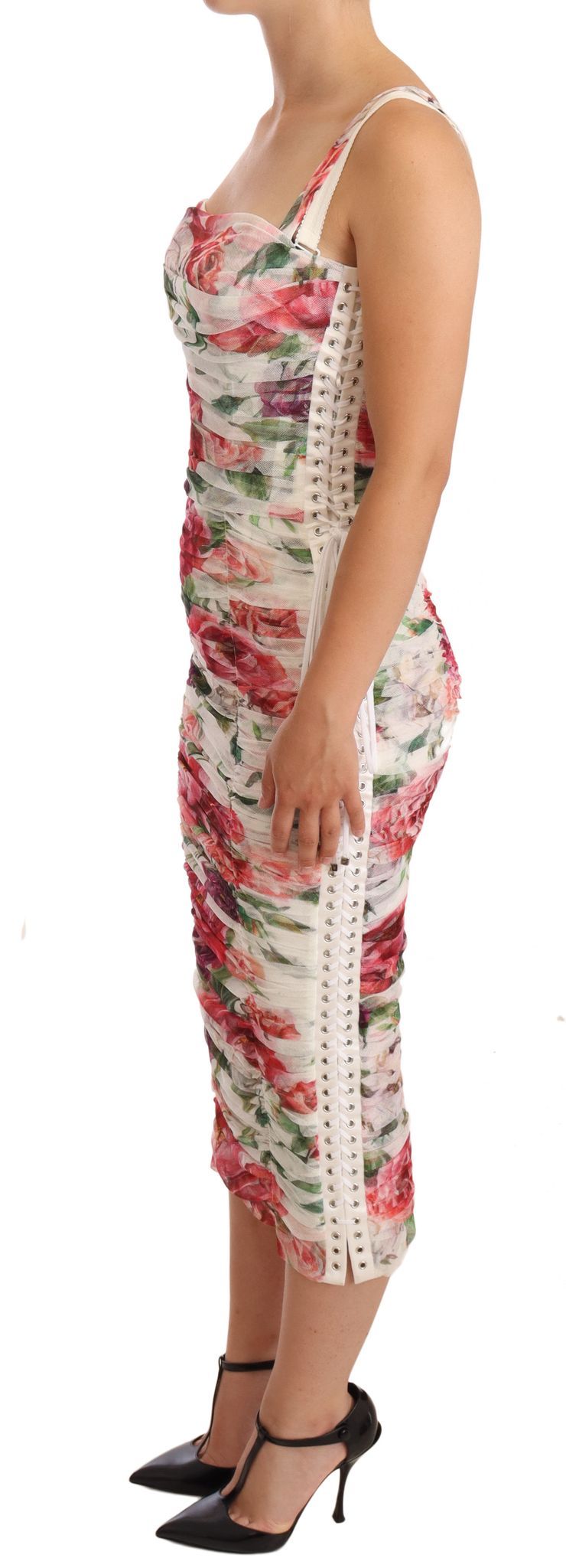 Elegant Floral Print Midi Sheath Dress