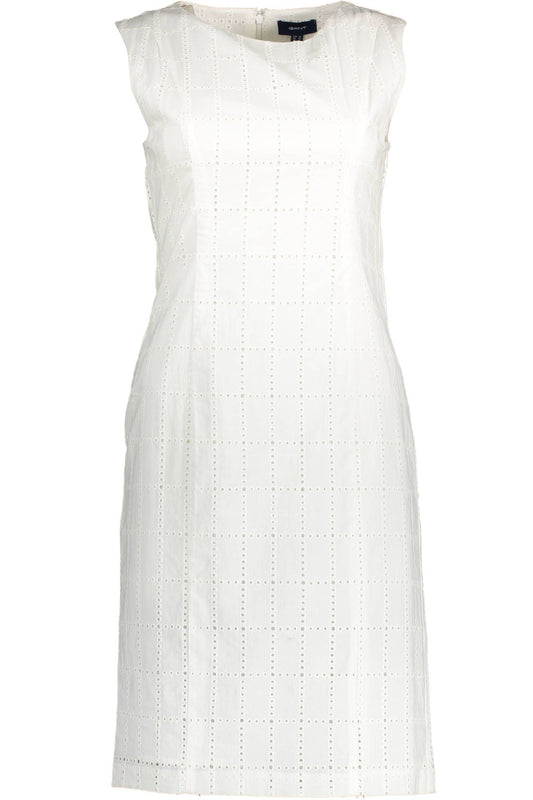 Elegant White Embroidered Cotton Dress