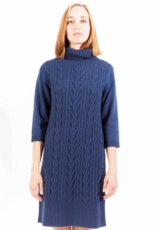 Elegant High Neck Wool Blend Dress