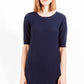 Elegant Short Sleeve Blue Wool Dress