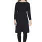 Chic Quarter-Sleeve Wool Dress with Back Zip Detail