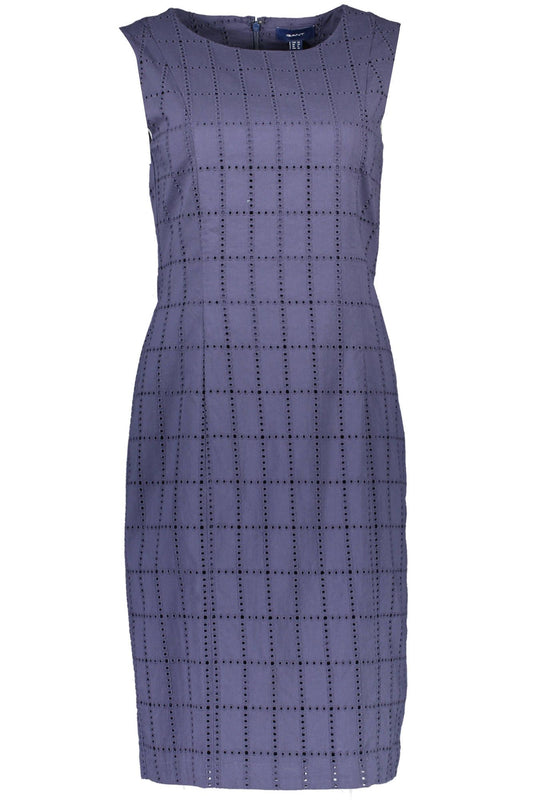 Chic Embroidered Blue Cotton Dress