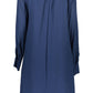 Elegant Long Sleeved Blue Dress with Contrasting Details