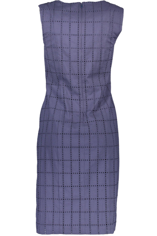Chic Embroidered Blue Cotton Dress