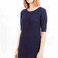 Elegant Short Sleeve Blue Wool Dress