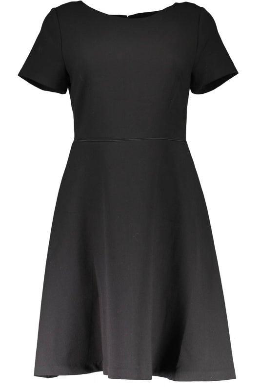 Chic Black Short Sleeve Dress with Back Zip Closure