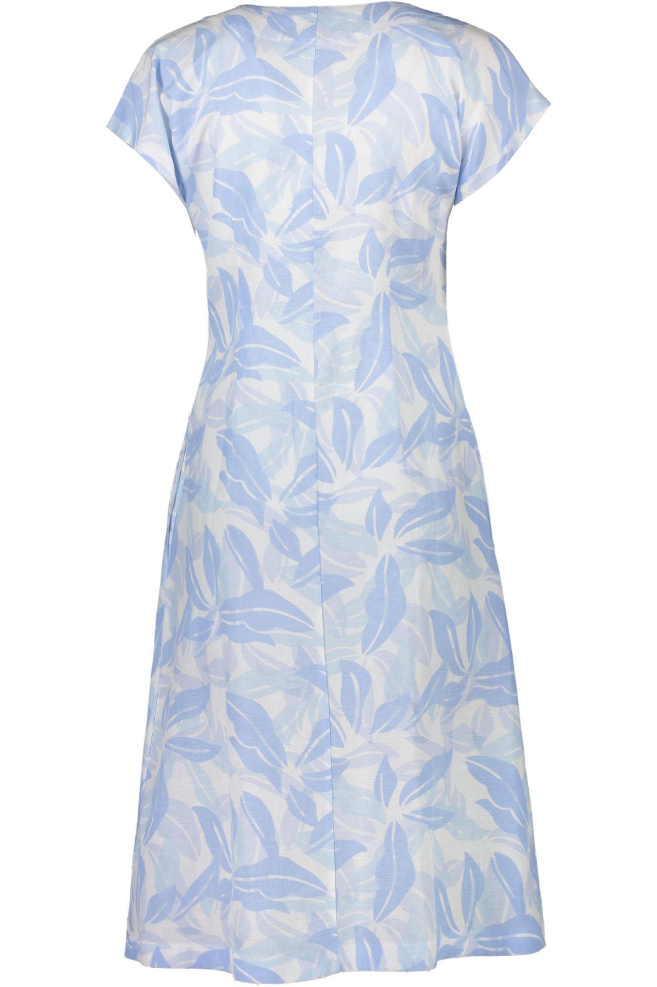 Elegant Light Blue Linen Dress with V-Neck