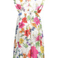 Elegant White V-Neck Dress with Lacing Detail