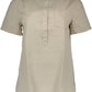 Chic Beige Korean Collar Short Sleeve Shirt