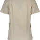 Chic Beige Korean Collar Short Sleeve Shirt