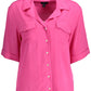 Elegant Pink Viscose Shirt with Dual Pockets