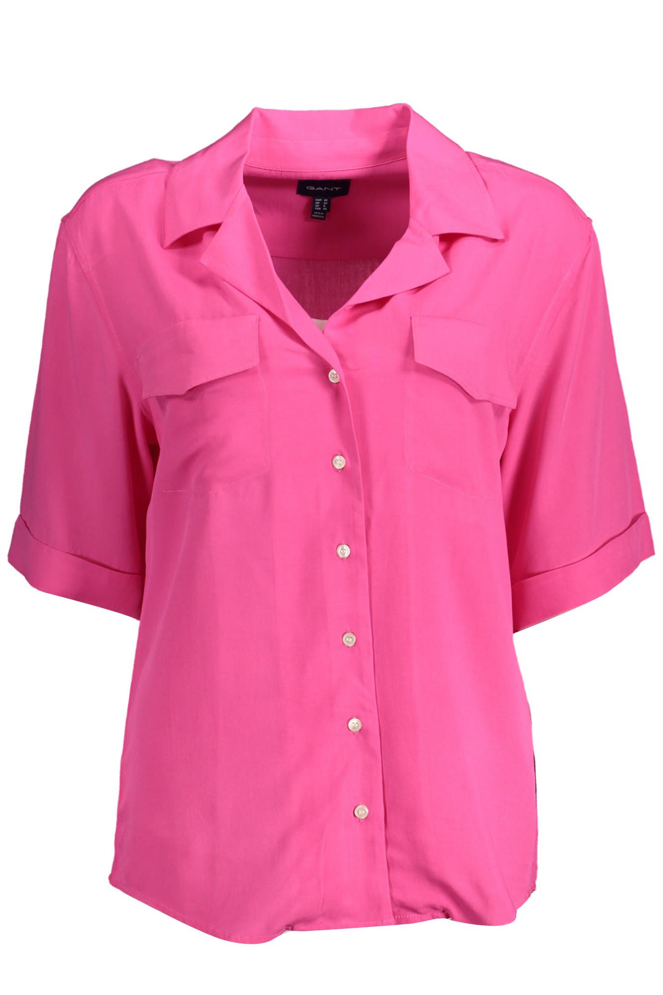 Elegant Pink Viscose Shirt with Dual Pockets