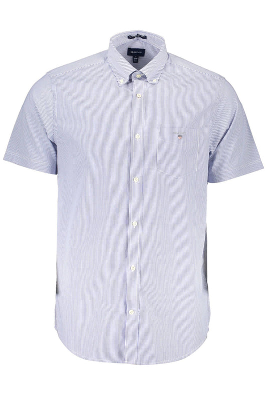 Classic Blue Summer Shirt with Short Sleeves