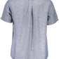 Elegant Blue Linen Shirt with Short Sleeves