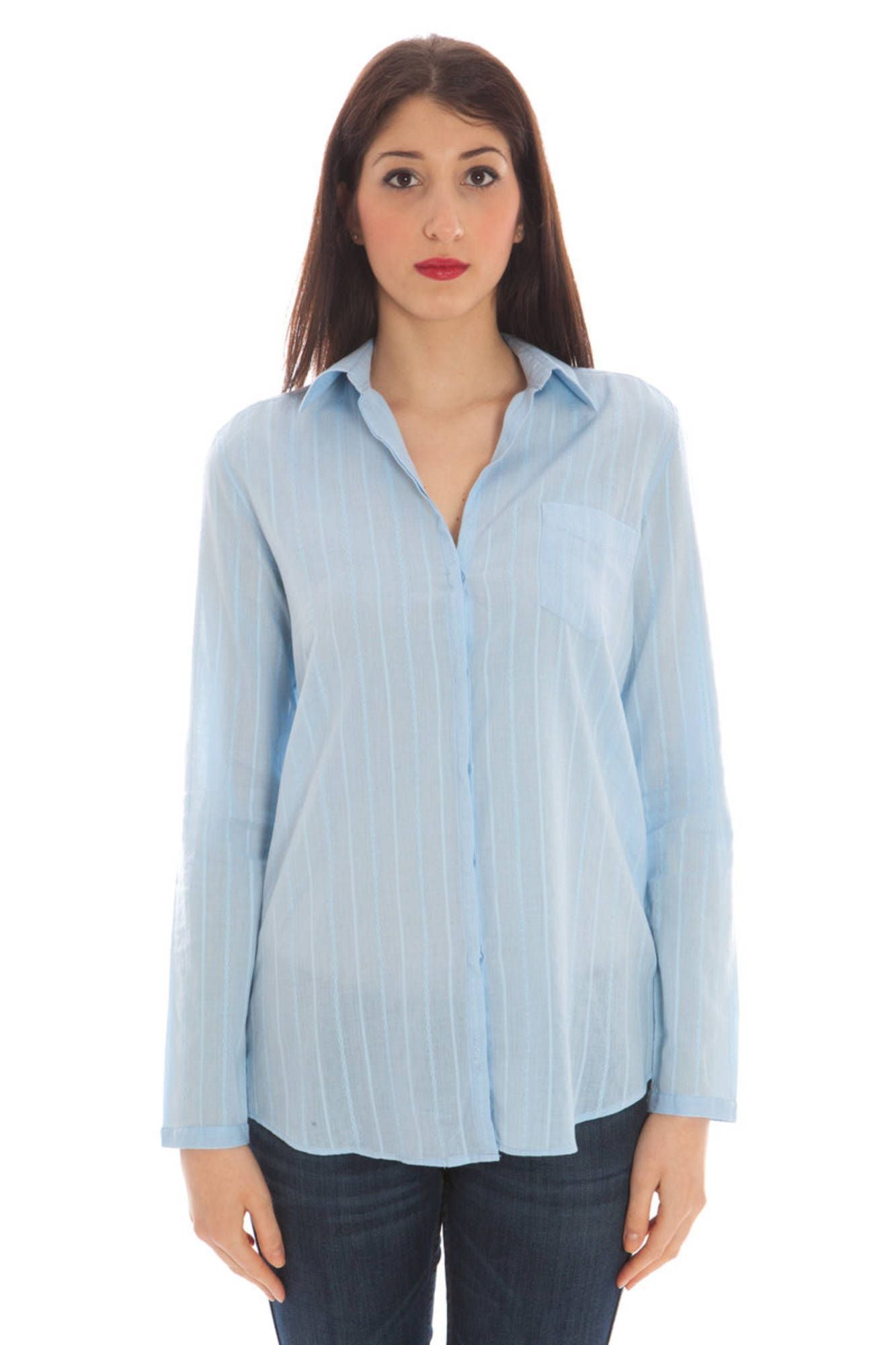 Elegant Light Blue Long Sleeve Shirt