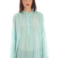 Chic Light Blue Korean Collar Shirt