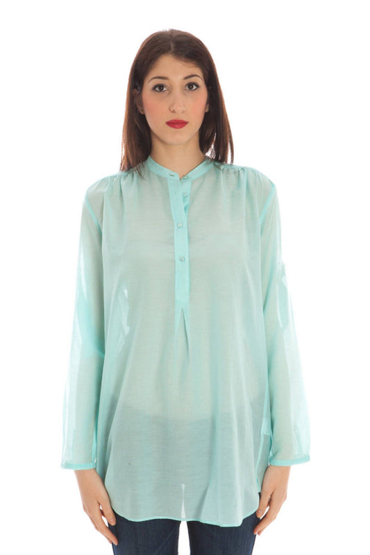 Chic Light Blue Korean Collar Shirt