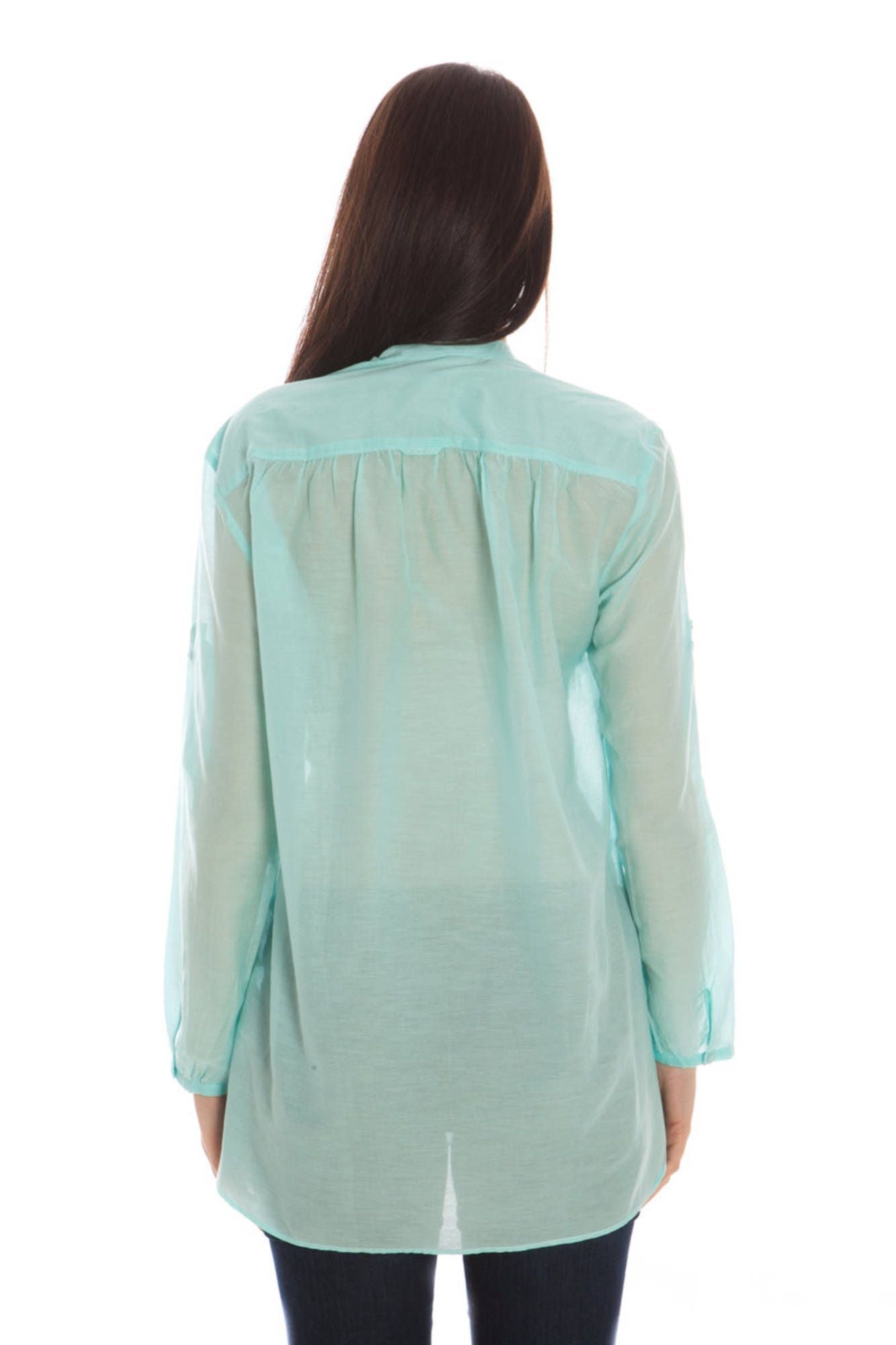 Chic Light Blue Korean Collar Shirt