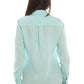 Elegant Light Blue Linen Shirt with Italian Collar