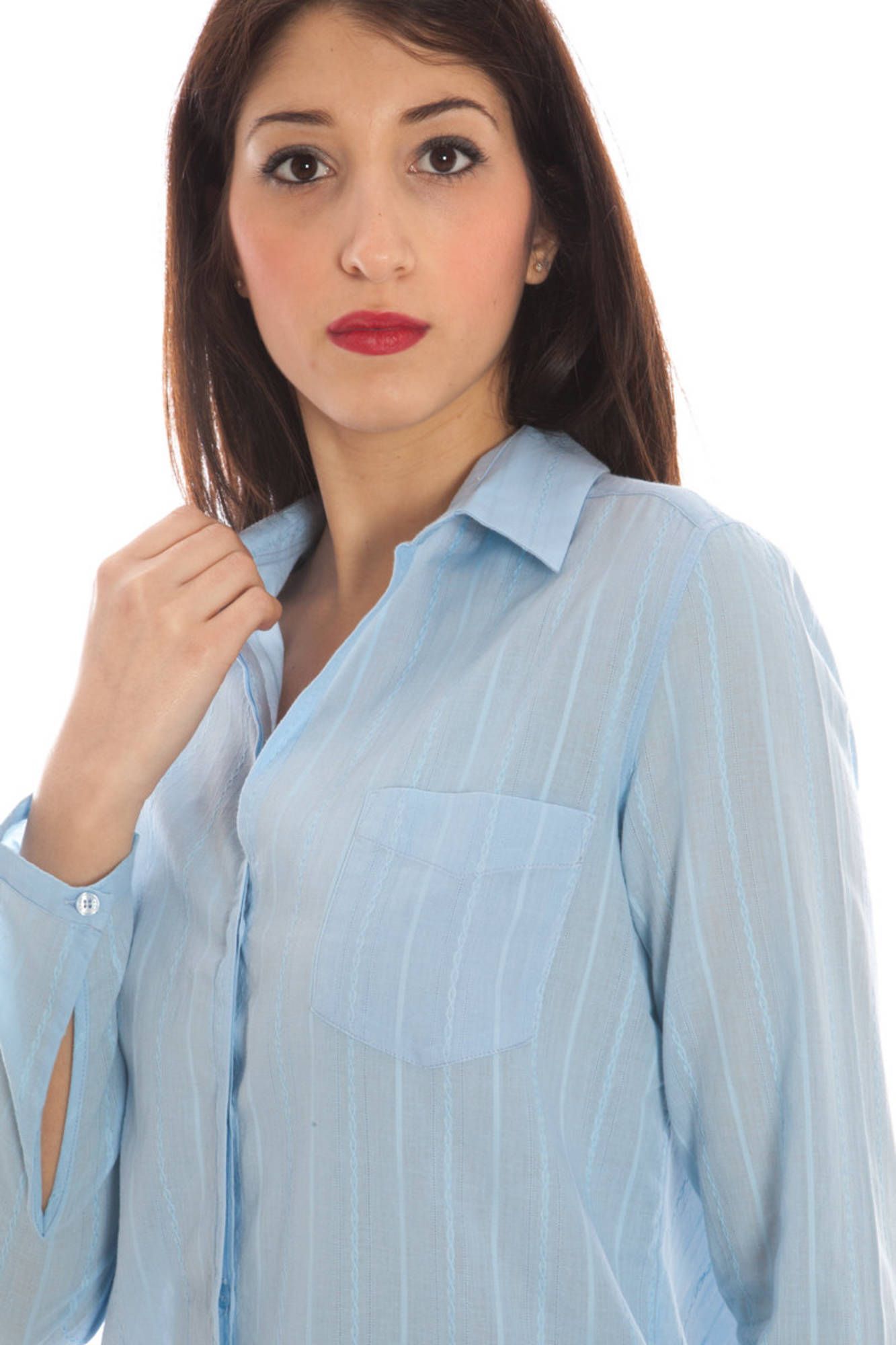 Elegant Light Blue Long Sleeve Shirt