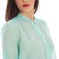 Chic Light Blue Korean Collar Shirt