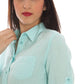 Elegant Light Blue Linen Shirt with Italian Collar