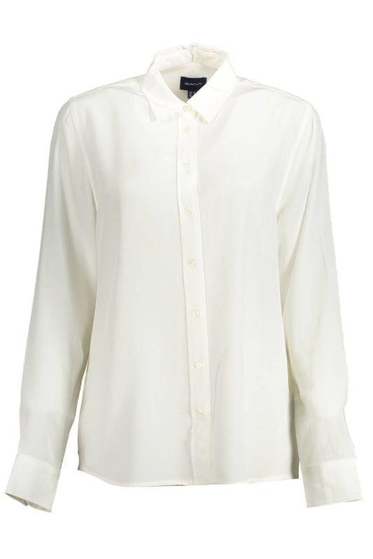 Chic White Long-Sleeved Shirt with Italian Collar