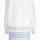 Elegant White Long-Sleeved Italian Collar Shirt