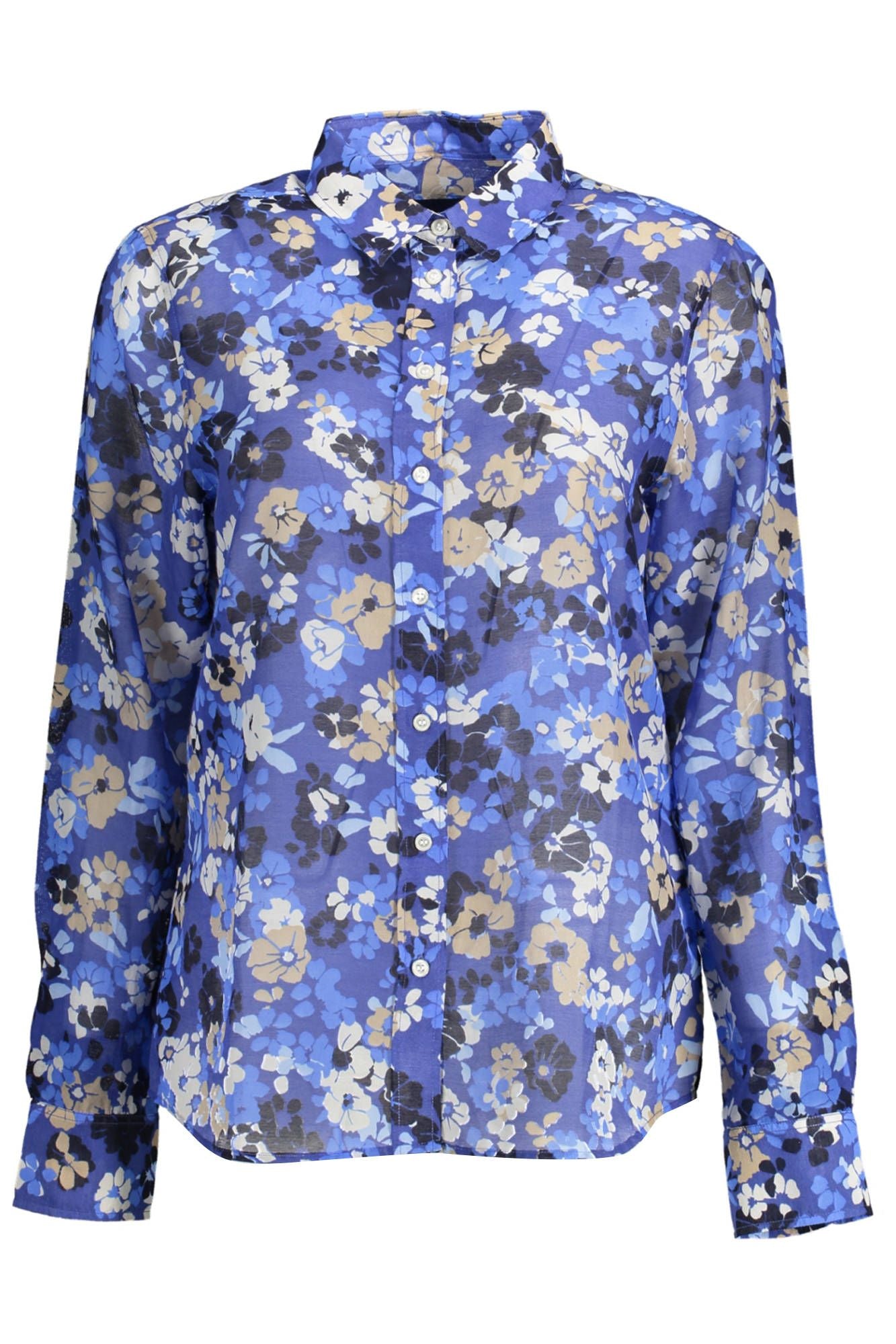 Elegant Silk Blend Blue Shirt with Italian Collar