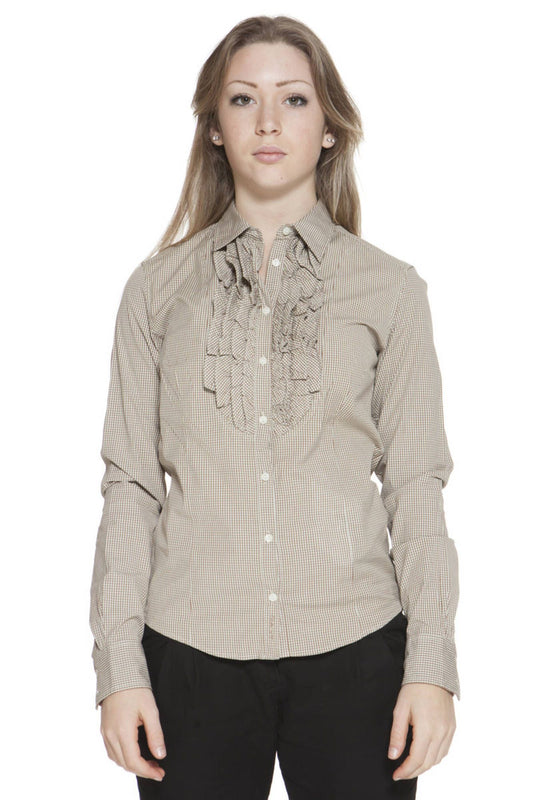 Chic Slim Fit Long Sleeve Shirt in Brown