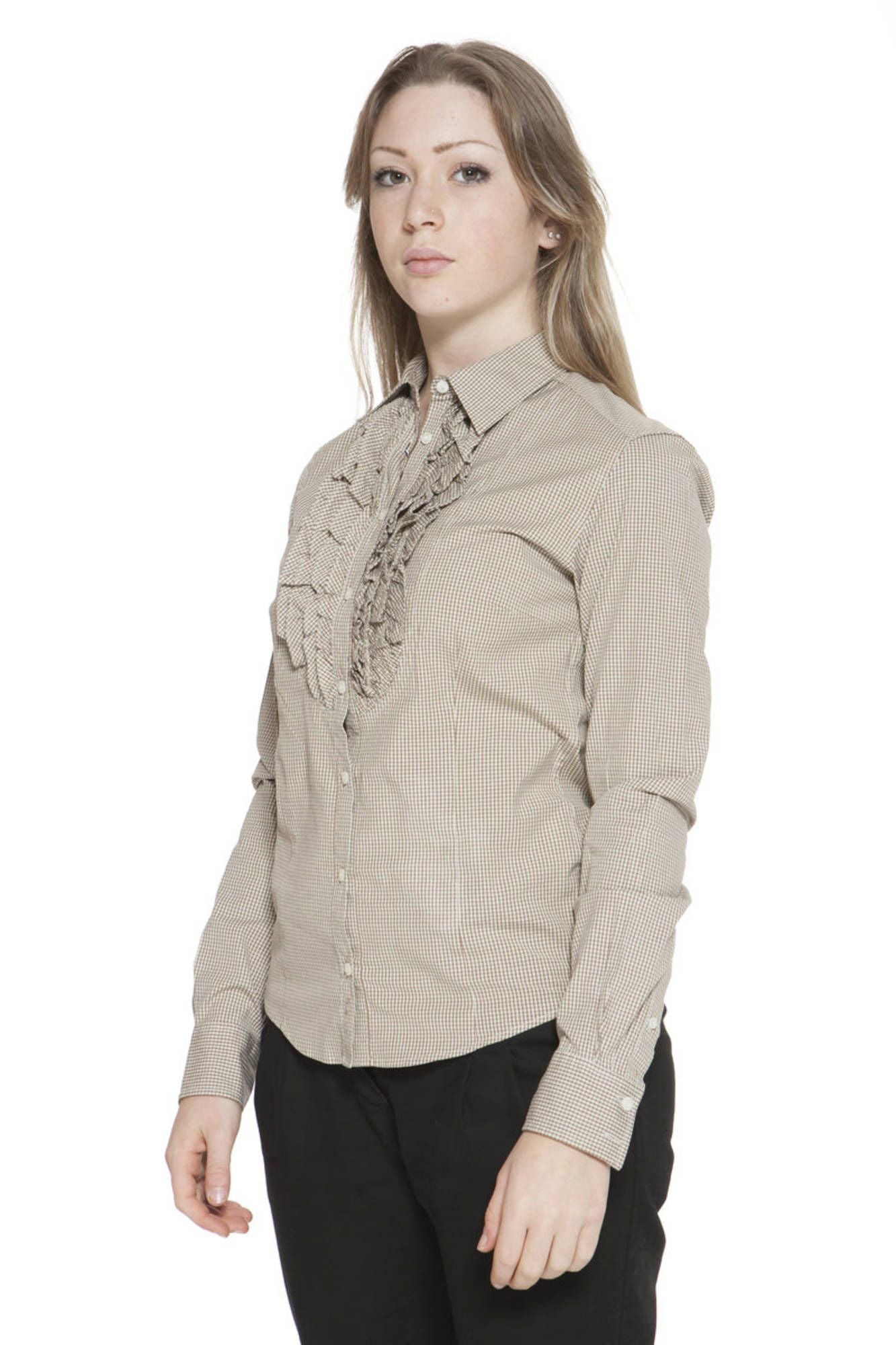 Chic Slim Fit Long Sleeve Shirt in Brown